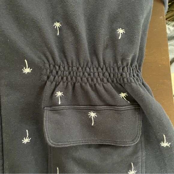 Talbots French Terry Palm Tree Embroidered Full Zip Hoodie Navy Blue M Petite - Picture 4 of 9